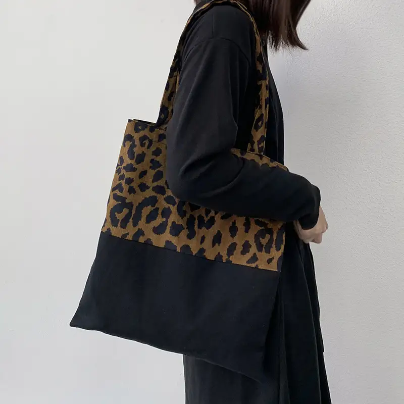 Leopard Print Canvas Shoulder Bag Women Large Capacity — feature 1