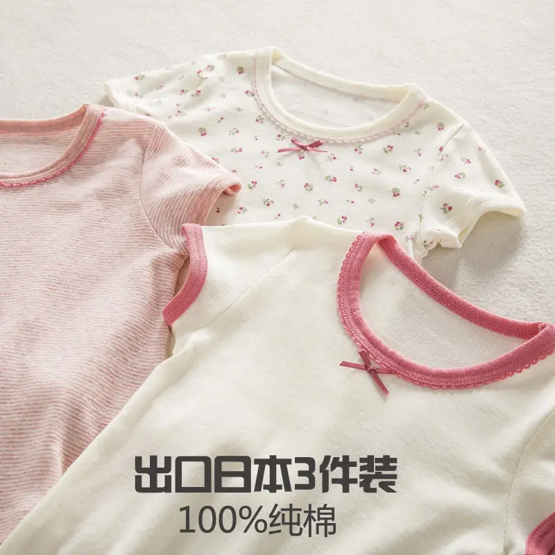 Girls Pure Cotton Floral Short Sleeve Top Small Medium - Image 3