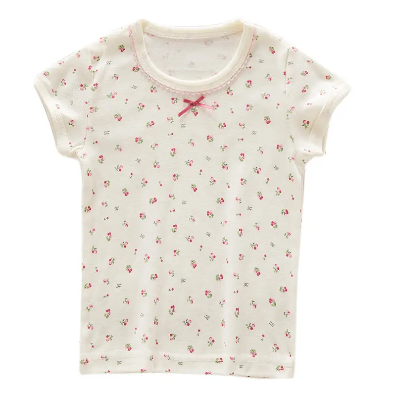 Girls Pure Cotton Floral Short Sleeve Top Small Medium - Image 6