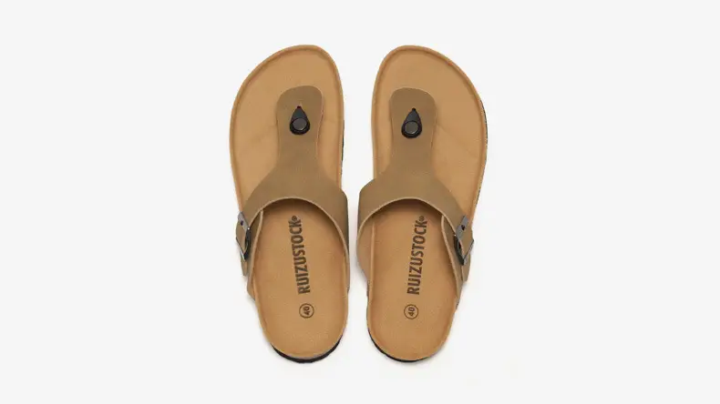 Men Cork Slipper Brown Buckle Strap — feature 16