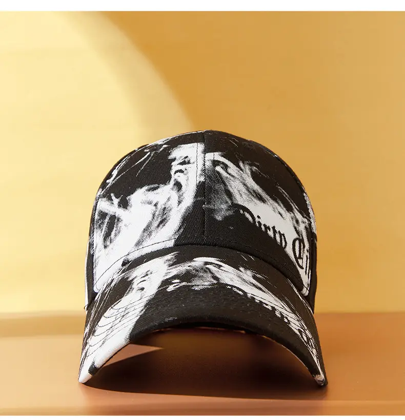 Men Black Graphic Cap with Long Brim 111cm — feature 10