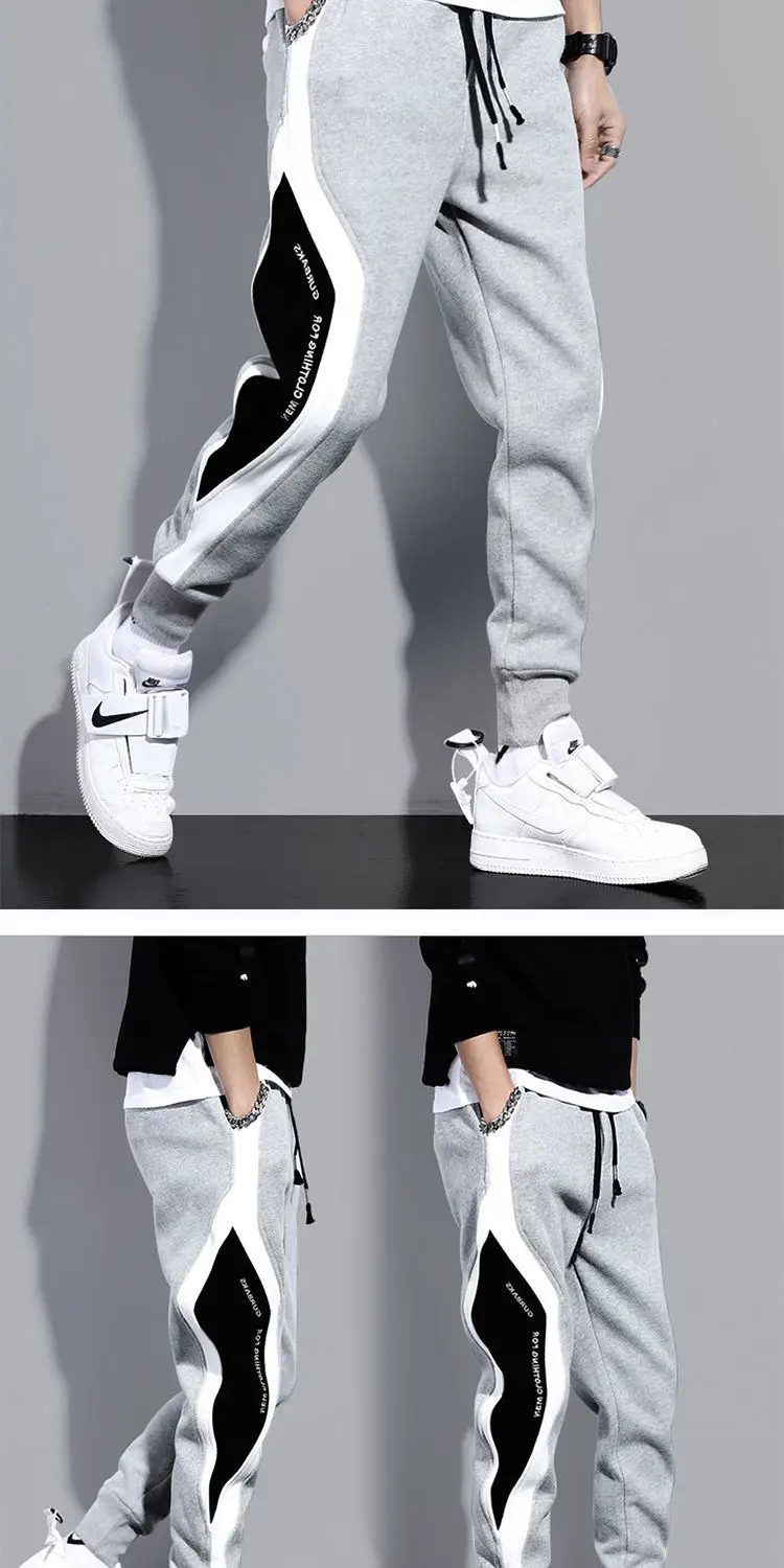 Men Grey Black White Sweatpants Large Casual Leggings — feature 12