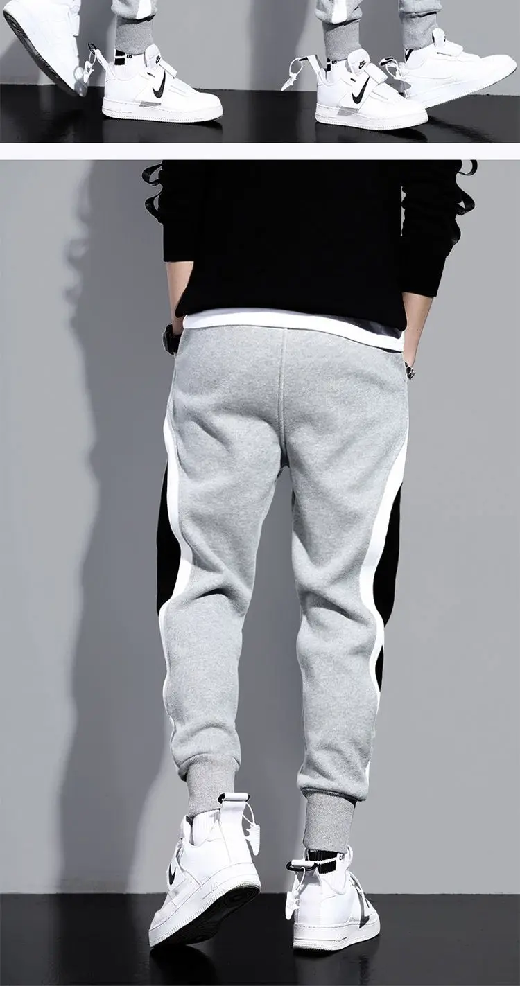 Men Grey Black White Sweatpants Large Casual Leggings — feature 13