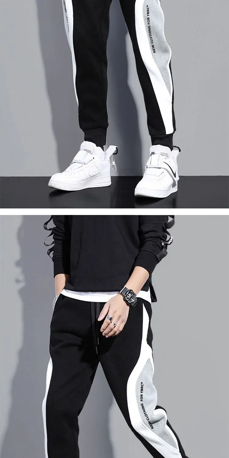 Men Grey Black White Sweatpants Large Casual Leggings — feature 6