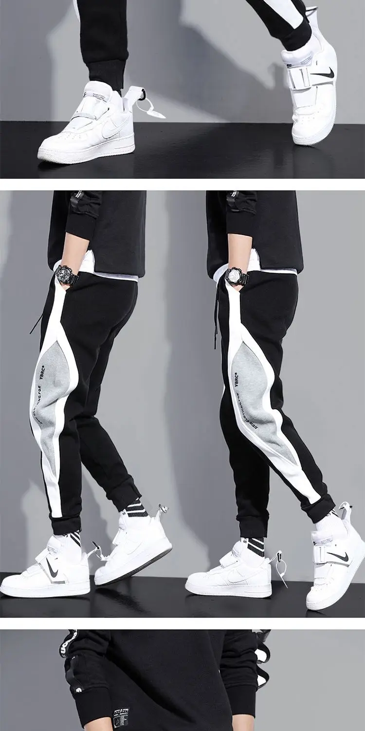 Men Grey Black White Sweatpants Large Casual Leggings — feature 7