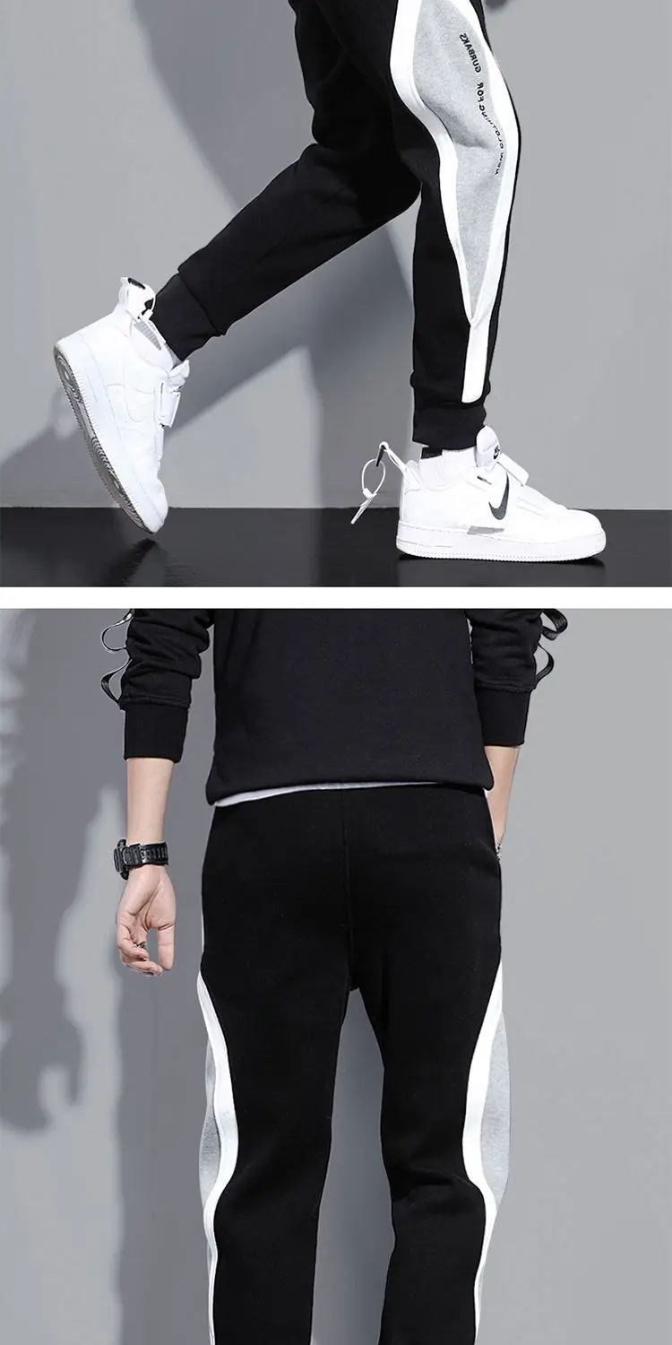 Men Grey Black White Sweatpants Large Casual Leggings — feature 9