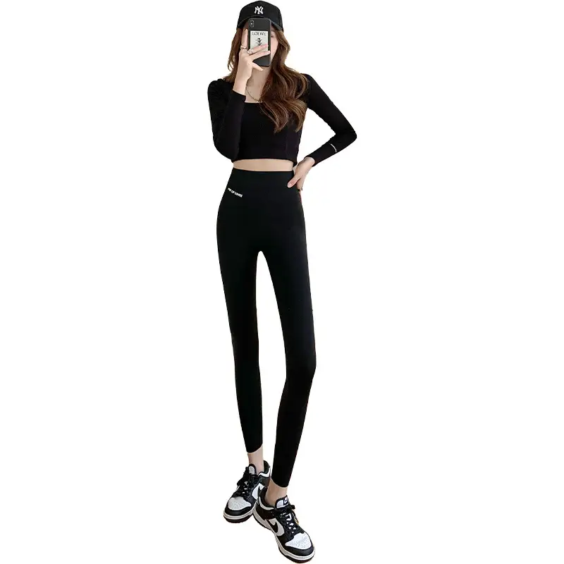Women Sharkskin Leggings Thin High Waist Tummy Control Hip Lifting Yoga Pants - Image 8