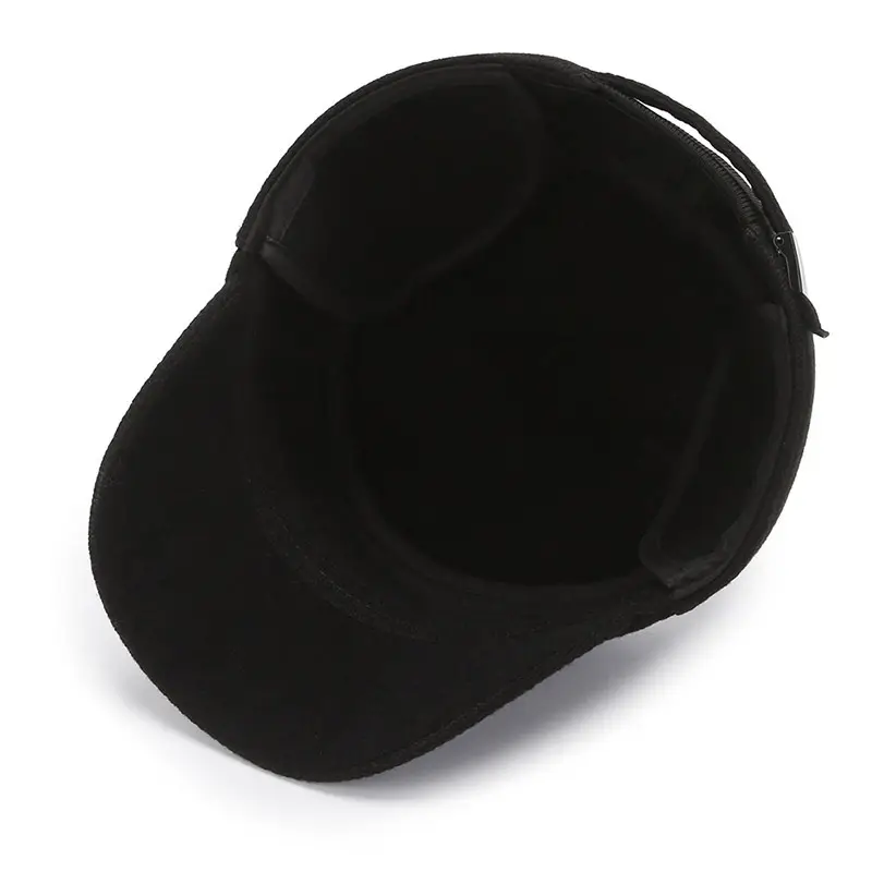 Men's Black Fleece Lined Winter Cap with Logo - Image 7