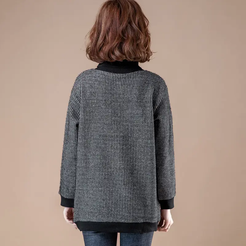 Women Velvet Turtleneck Sweatshirt Medium Large