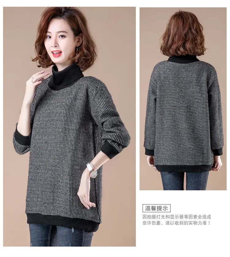 Women Velvet Turtleneck Sweatshirt Medium Large — feature 4