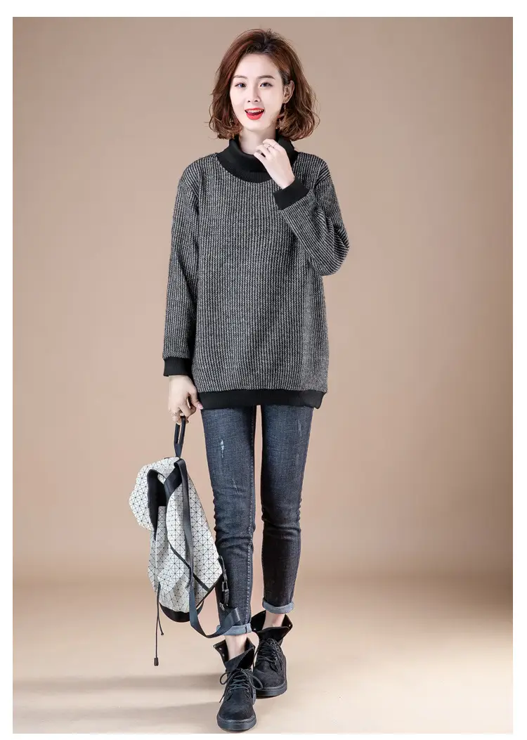 Women Velvet Turtleneck Sweatshirt Medium Large — feature 6