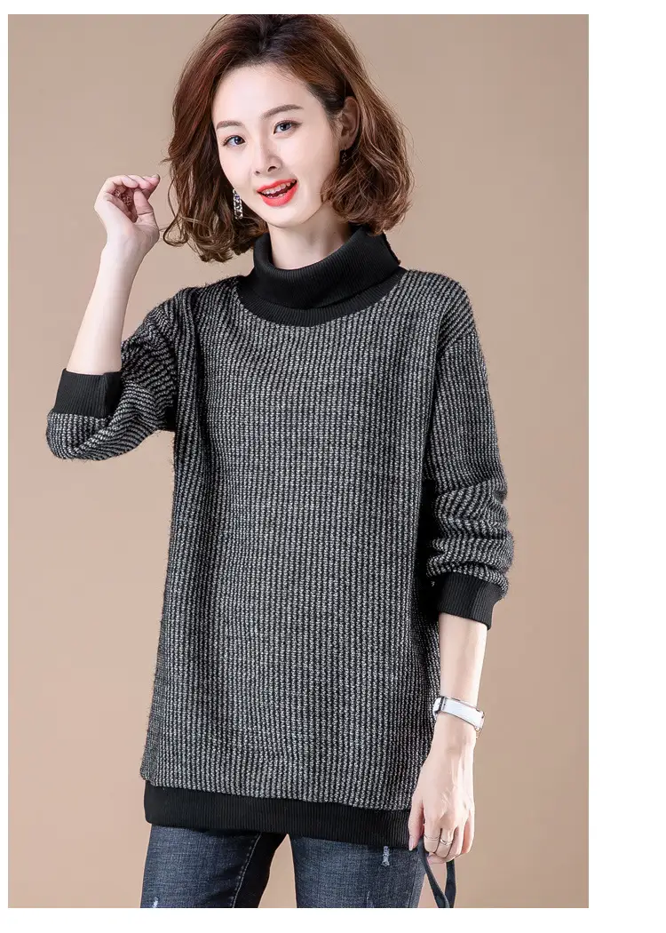 Women Velvet Turtleneck Sweatshirt Medium Large — feature 7