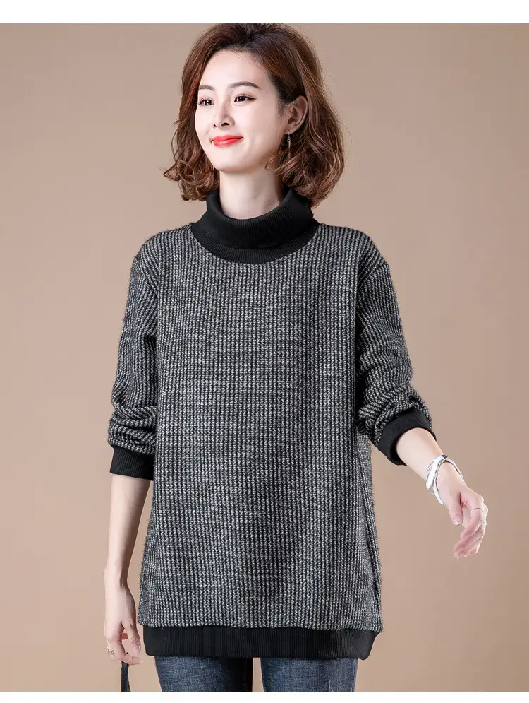 Women Velvet Turtleneck Sweatshirt Medium Large — feature 9