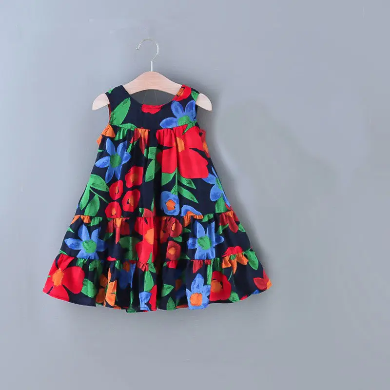 Girls Summer Sleeveless Green Dress with Hat
