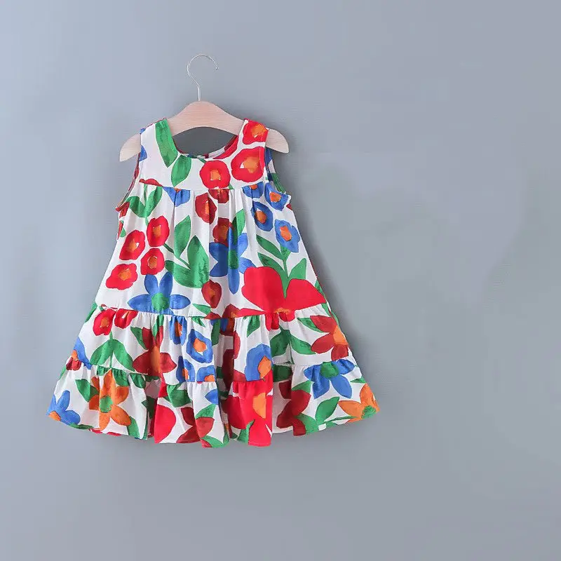 Girls Summer Sleeveless Green Dress with Hat