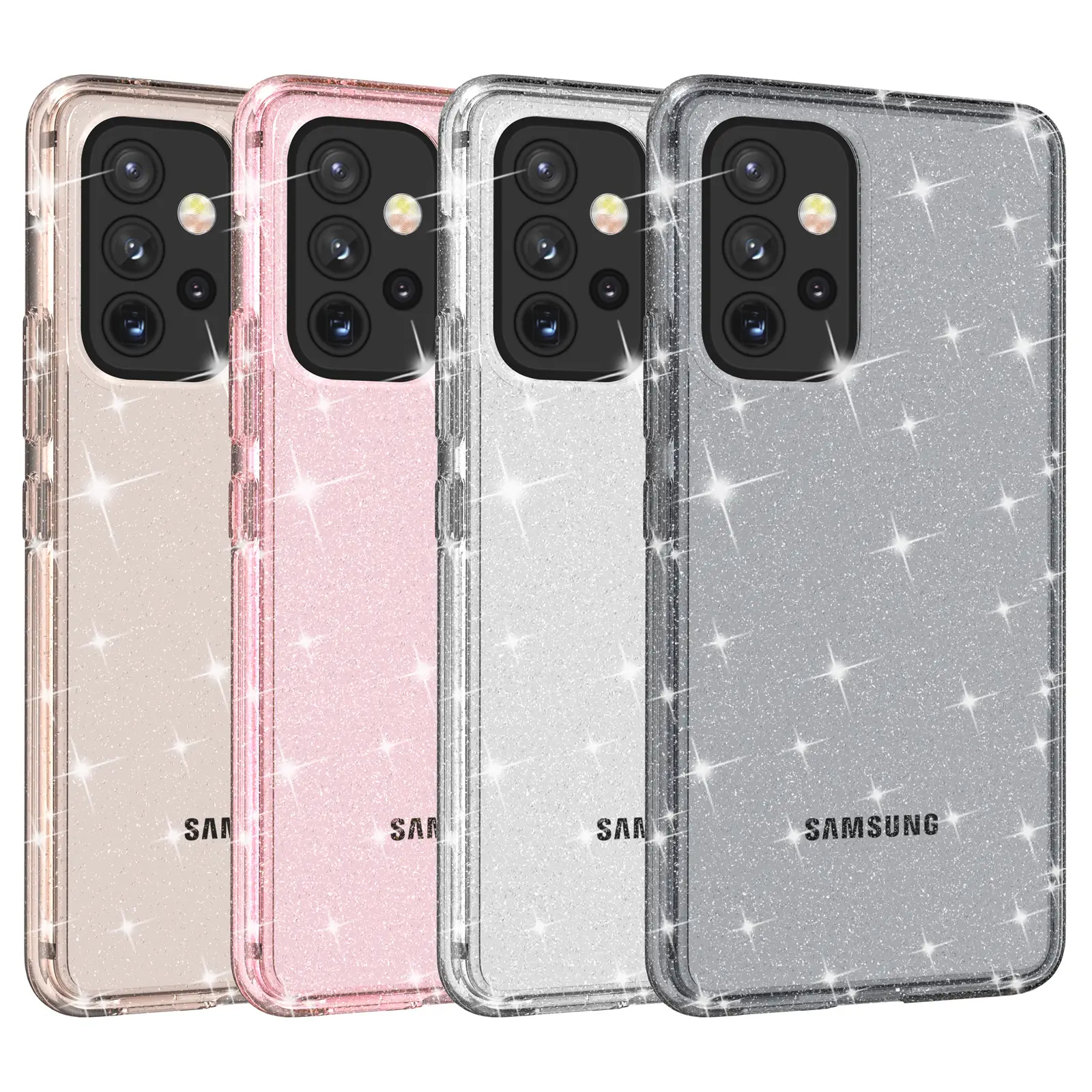 Samsung A33 Glitter Phone Case Pink Transparent Drop Resistant