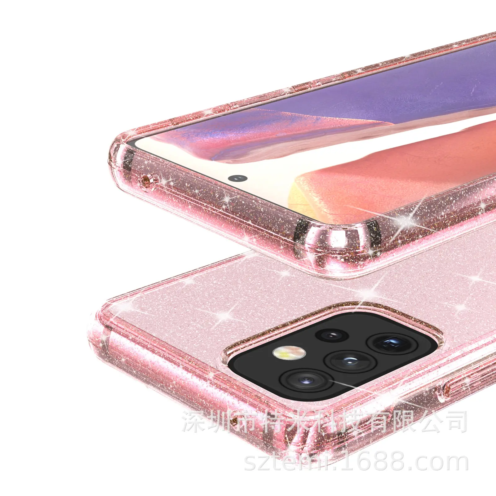 Samsung A33 Glitter Phone Case Pink Transparent Drop Resistant