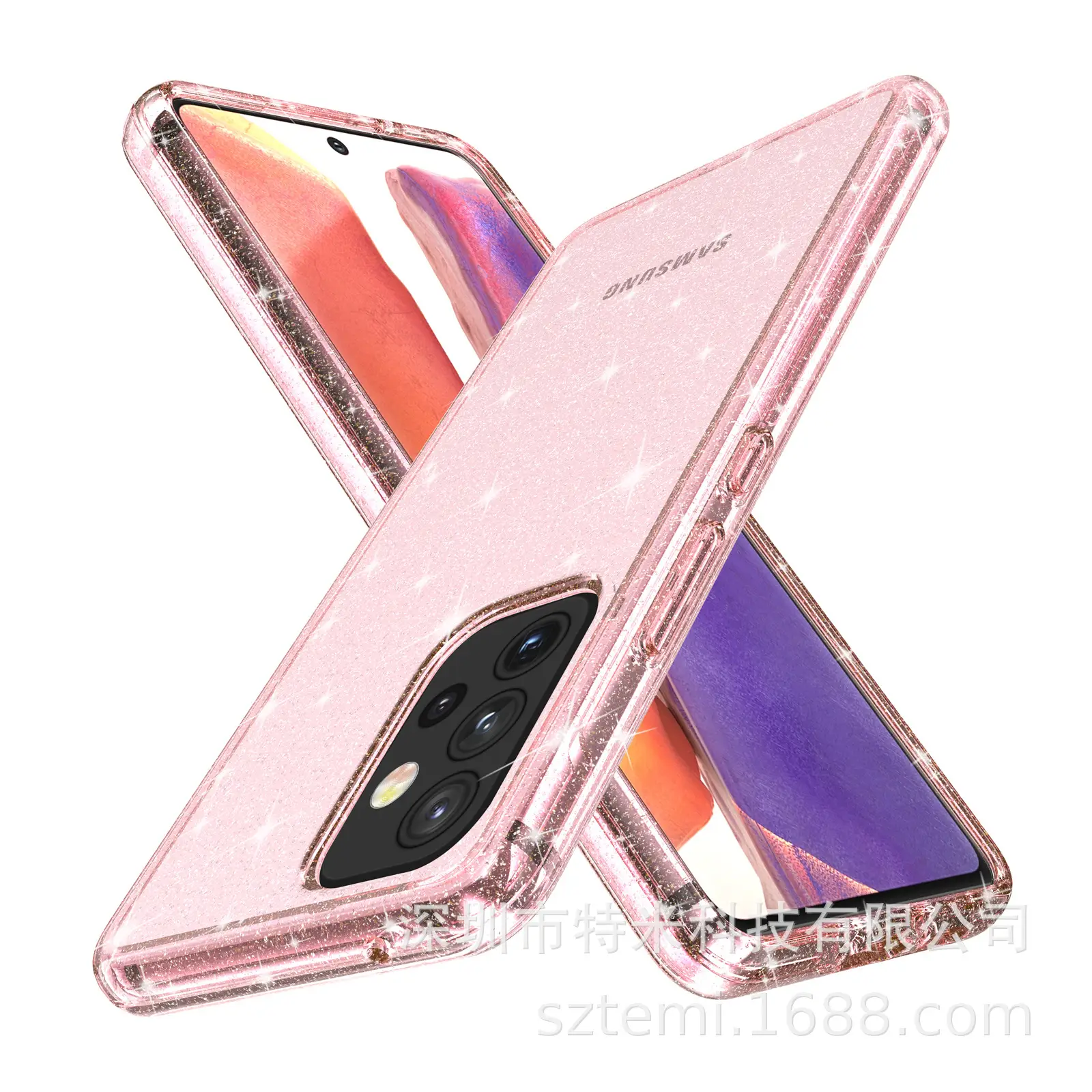 Samsung A33 Glitter Phone Case Pink Transparent Drop Resistant