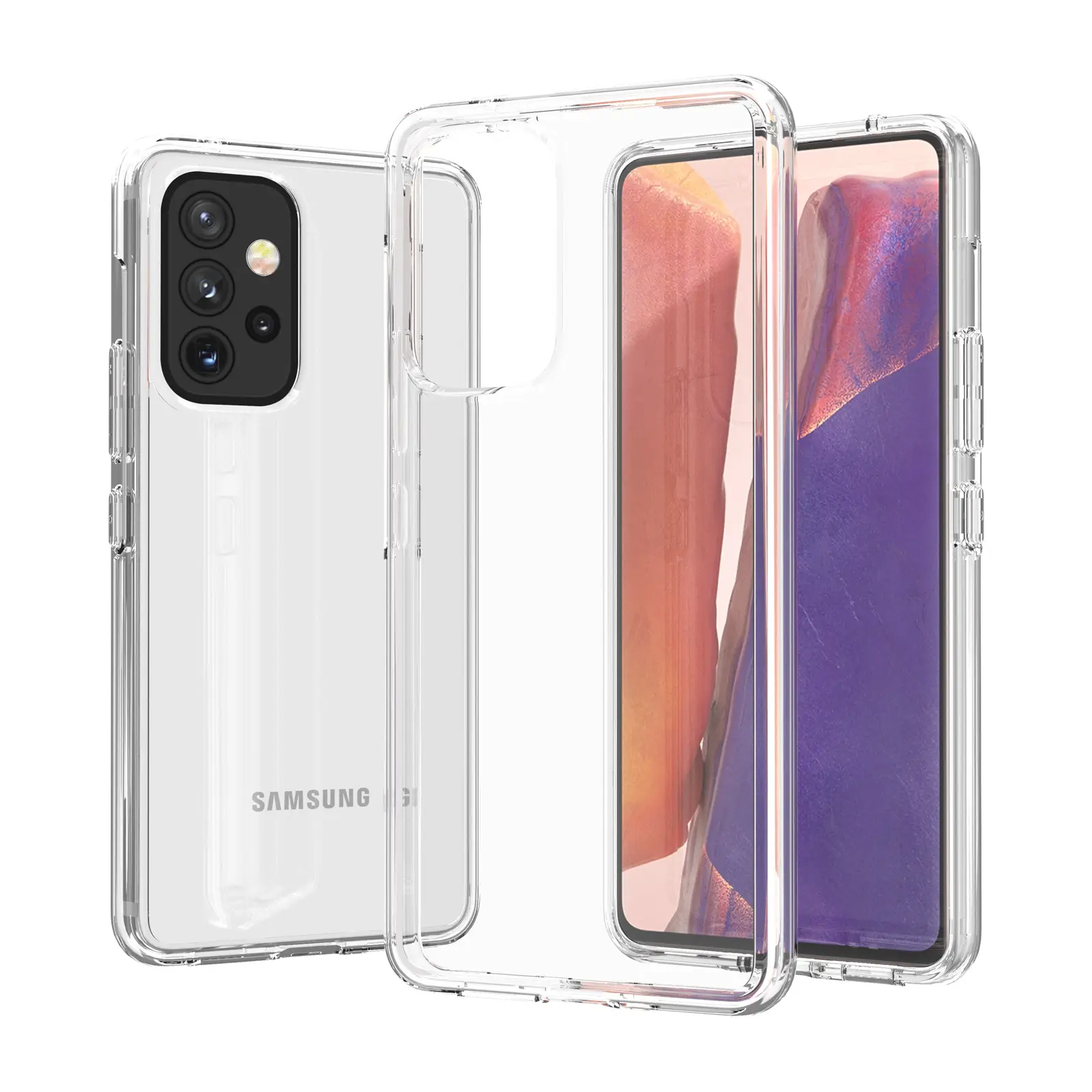 Samsung A33 Glitter Phone Case Pink Transparent Drop Resistant