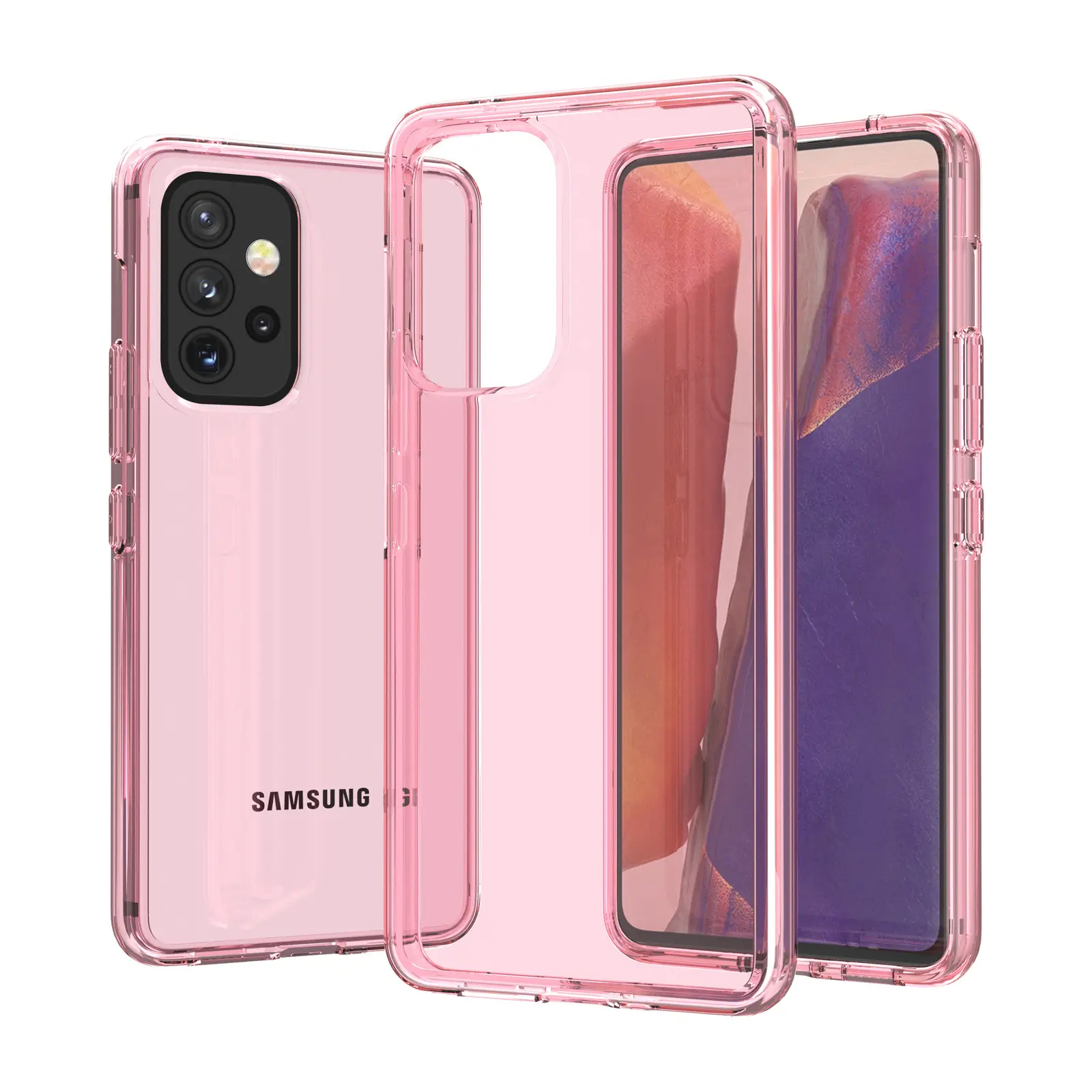 Samsung A33 Glitter Phone Case Pink Transparent Drop Resistant