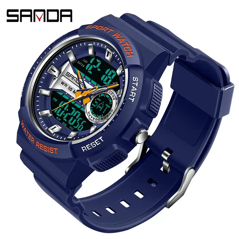 Sanda Multi-Function Waterproof Electronic Watch Blue - Image 7