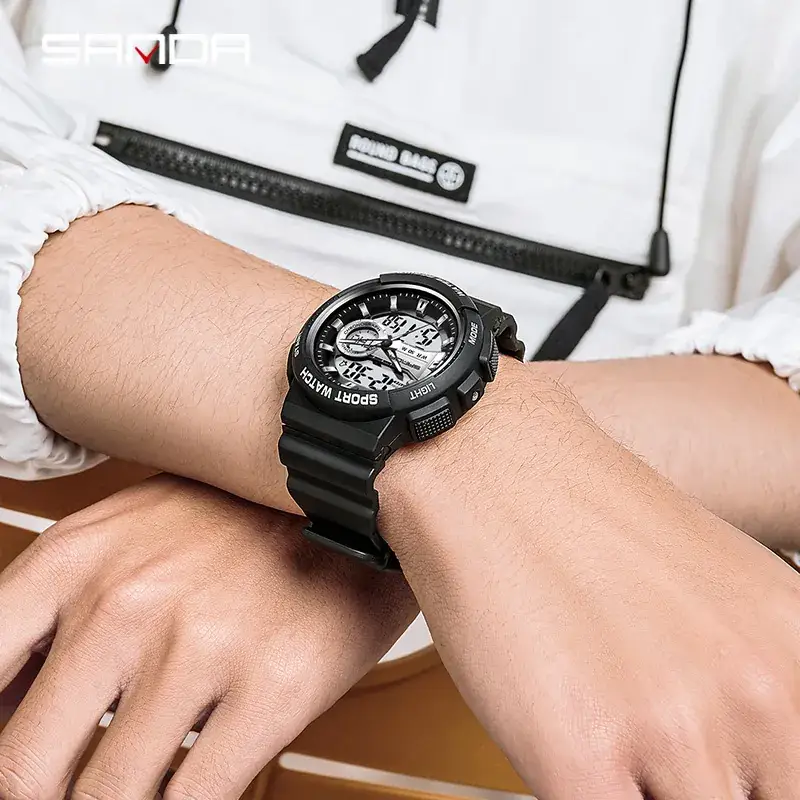 Sanda Multi-Function Waterproof Electronic Watch Blue - Image 8