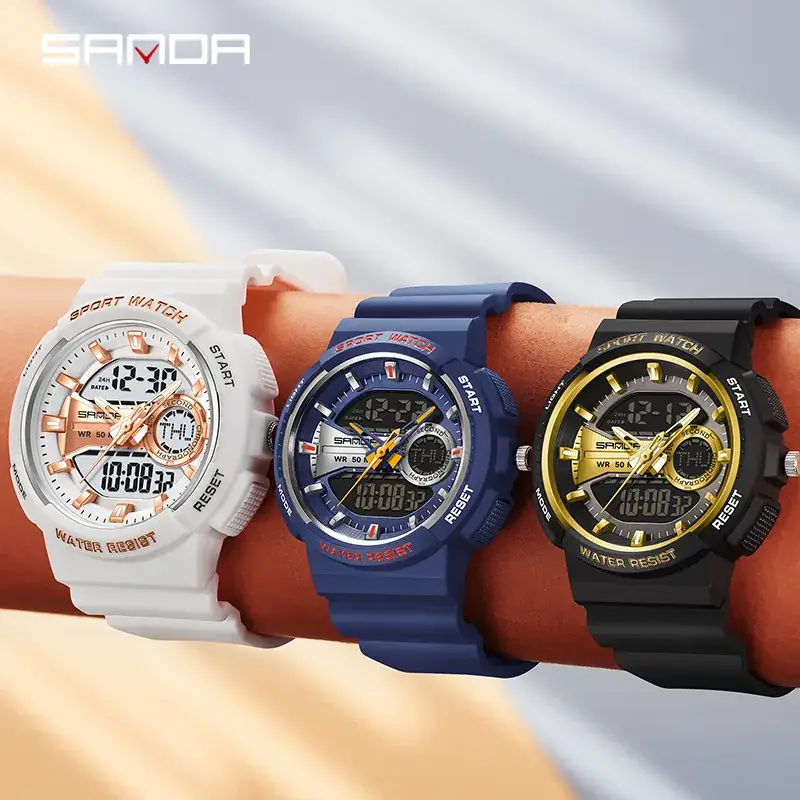 Sanda Multi-Function Waterproof Electronic Watch Blue - Image 9