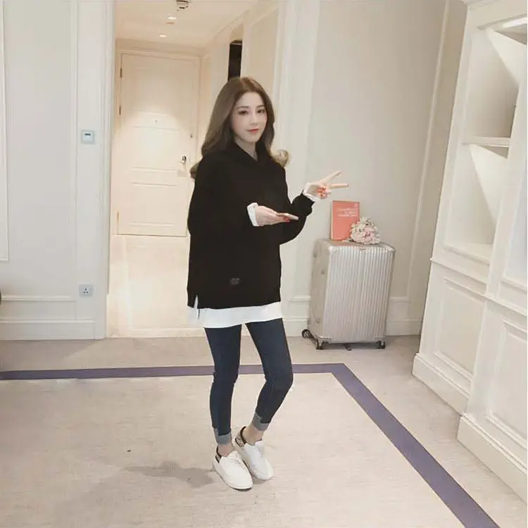 Women Fleece Lined Hoodie Mid Length Grey White — feature 25