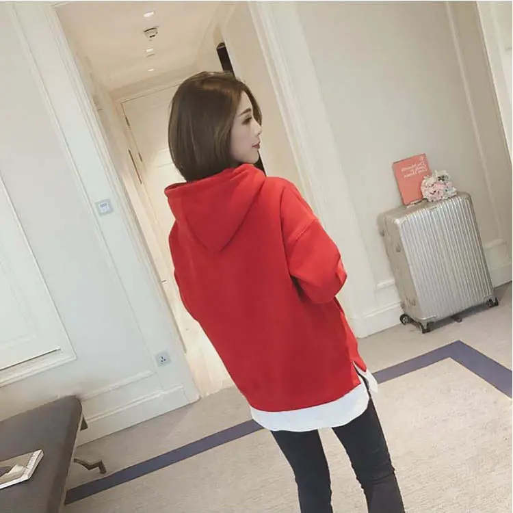 Women Fleece Lined Hoodie Mid Length Grey White — feature 6