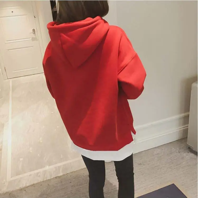 Women Fleece Lined Hoodie Mid Length Grey White — feature 7