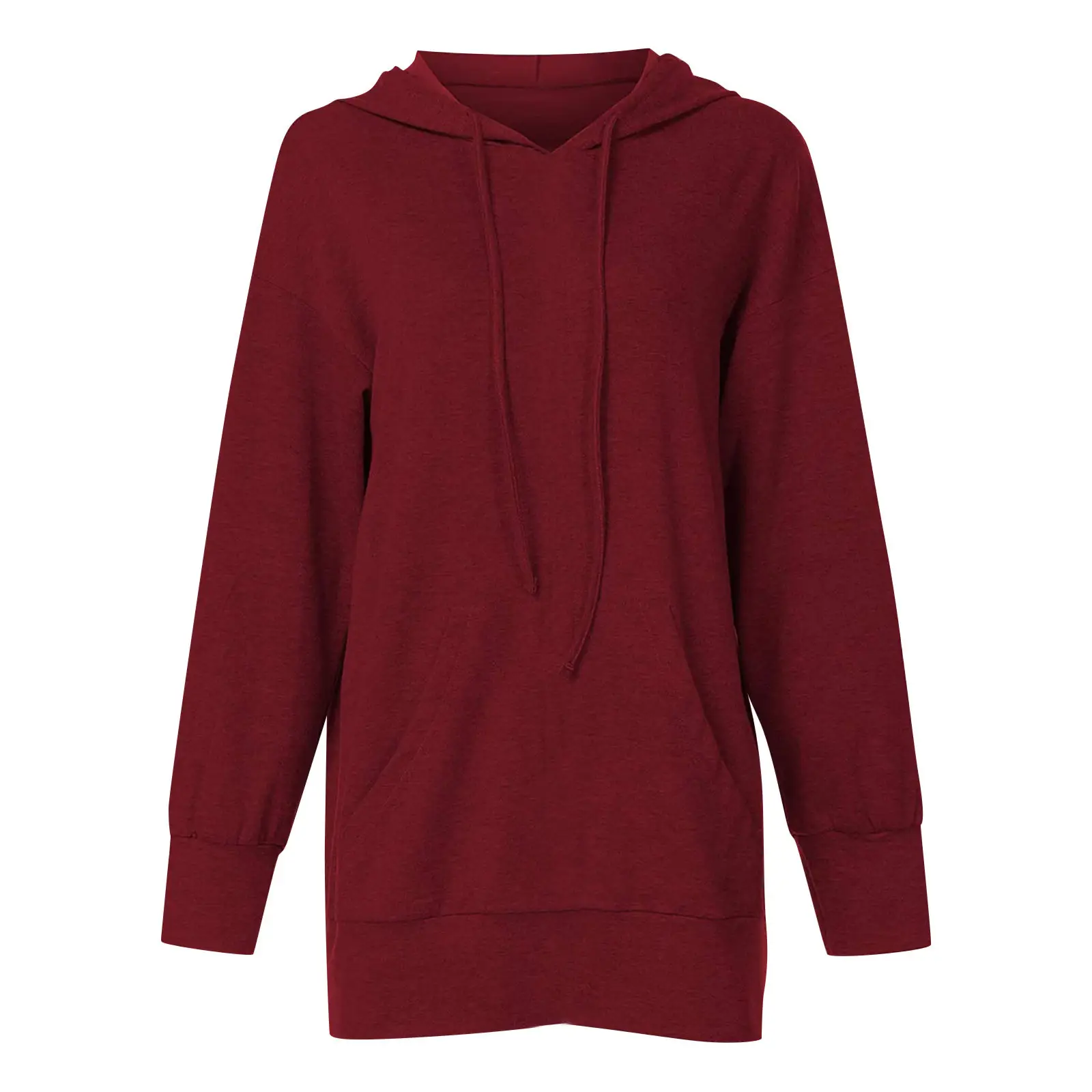 Black Fleece Hoodie Dress for Women Mid-Length Long Sleeve — feature 7