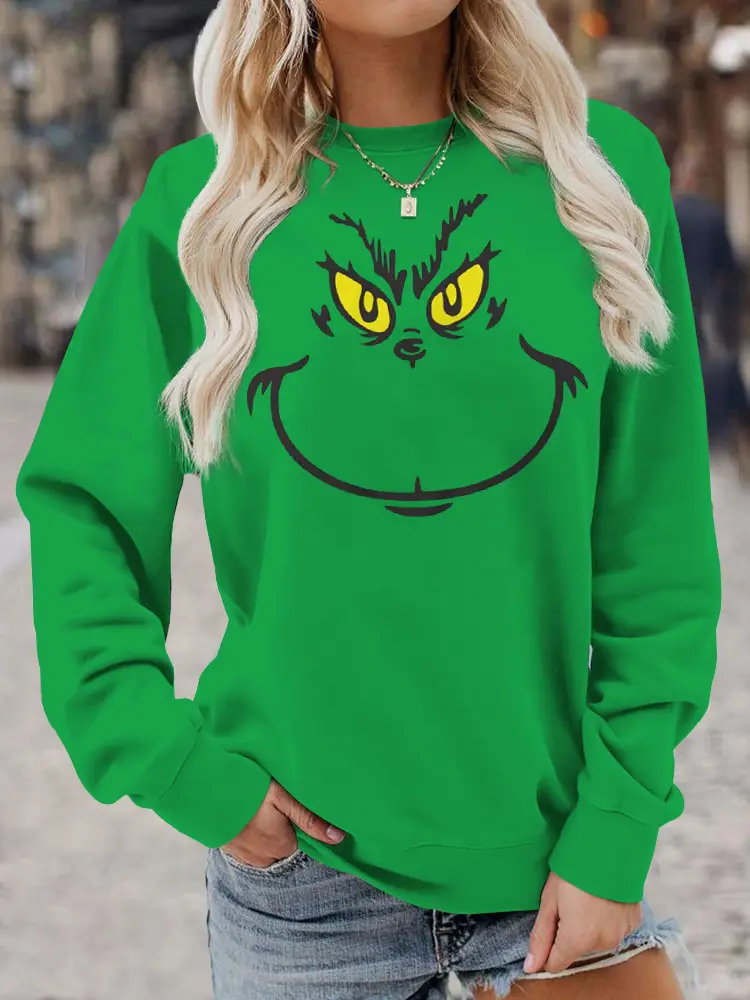 2022 Printed Crew Neck Pullover Women's Sweater Yellow Stone Coat - Image 4