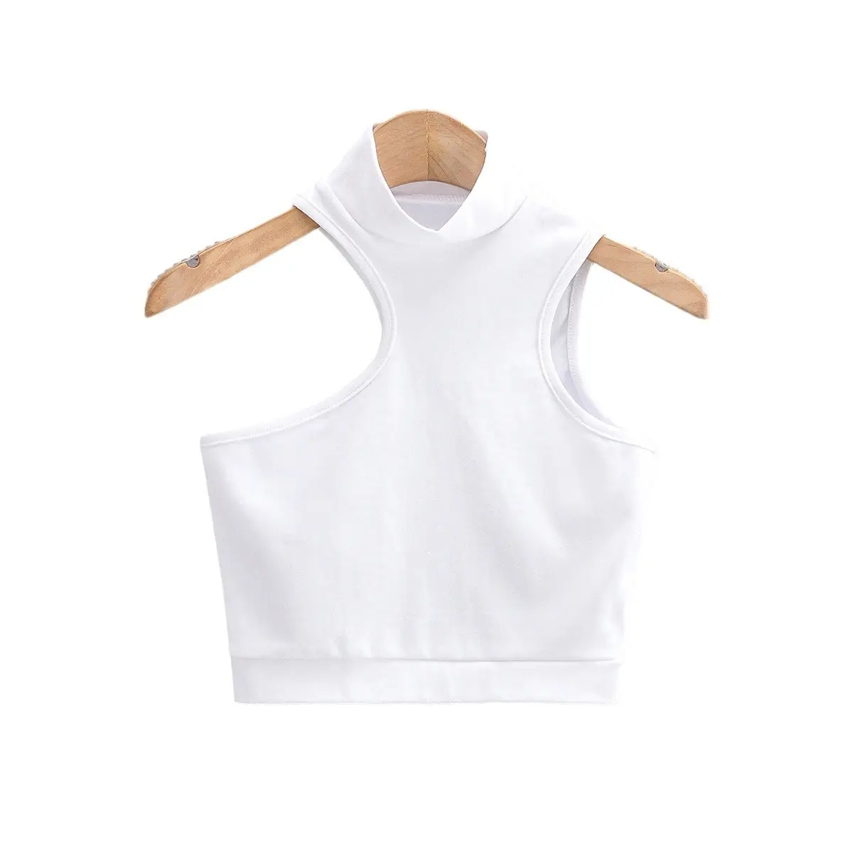 White Sleeveless Turtleneck Vest for Women