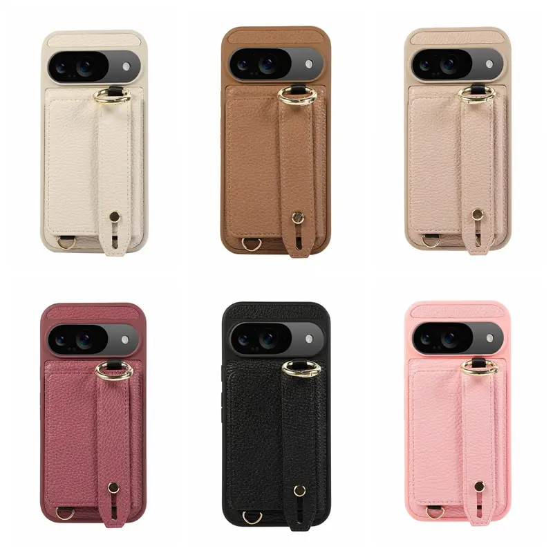 Google 10Pro Pebbled Leather Wrist Strap Phone Case with Card Holder - Image 8