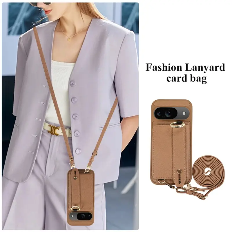 Google 10Pro Pebbled Leather Wrist Strap Phone Case with Card Holder - Image 9