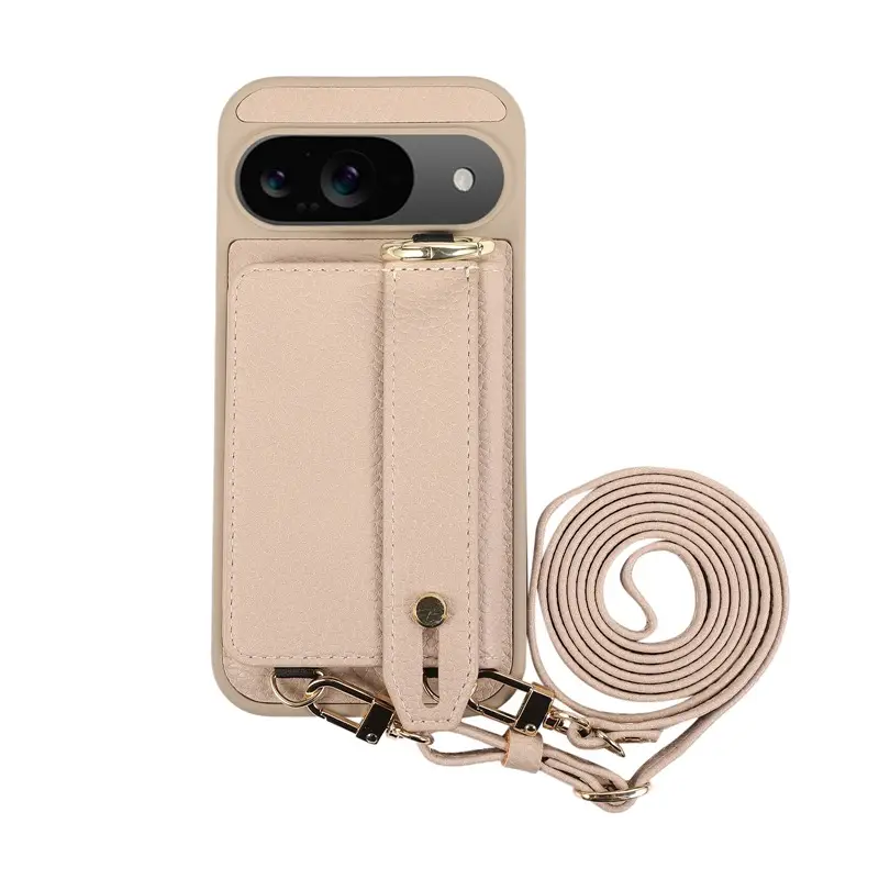 Google 10Pro Pebbled Leather Wrist Strap Phone Case with Card Holder - Image 2