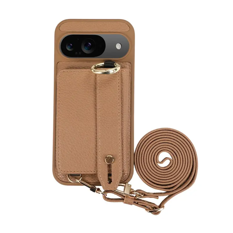 Google 10Pro Pebbled Leather Wrist Strap Phone Case with Card Holder - Image 5