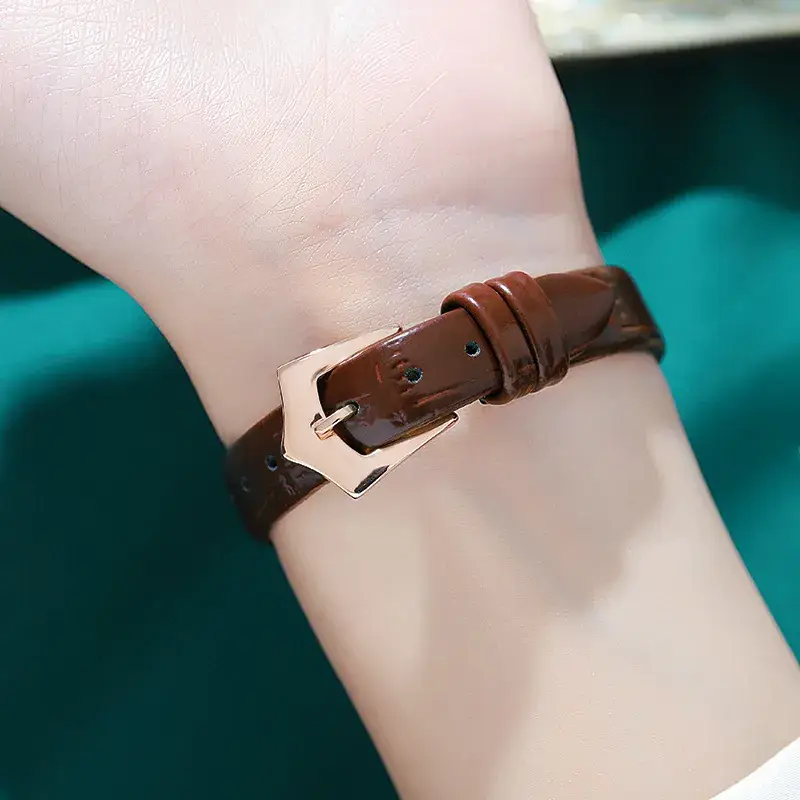 Goldie Lady Roman Square Plate Watch with Brown Belt - Image 9