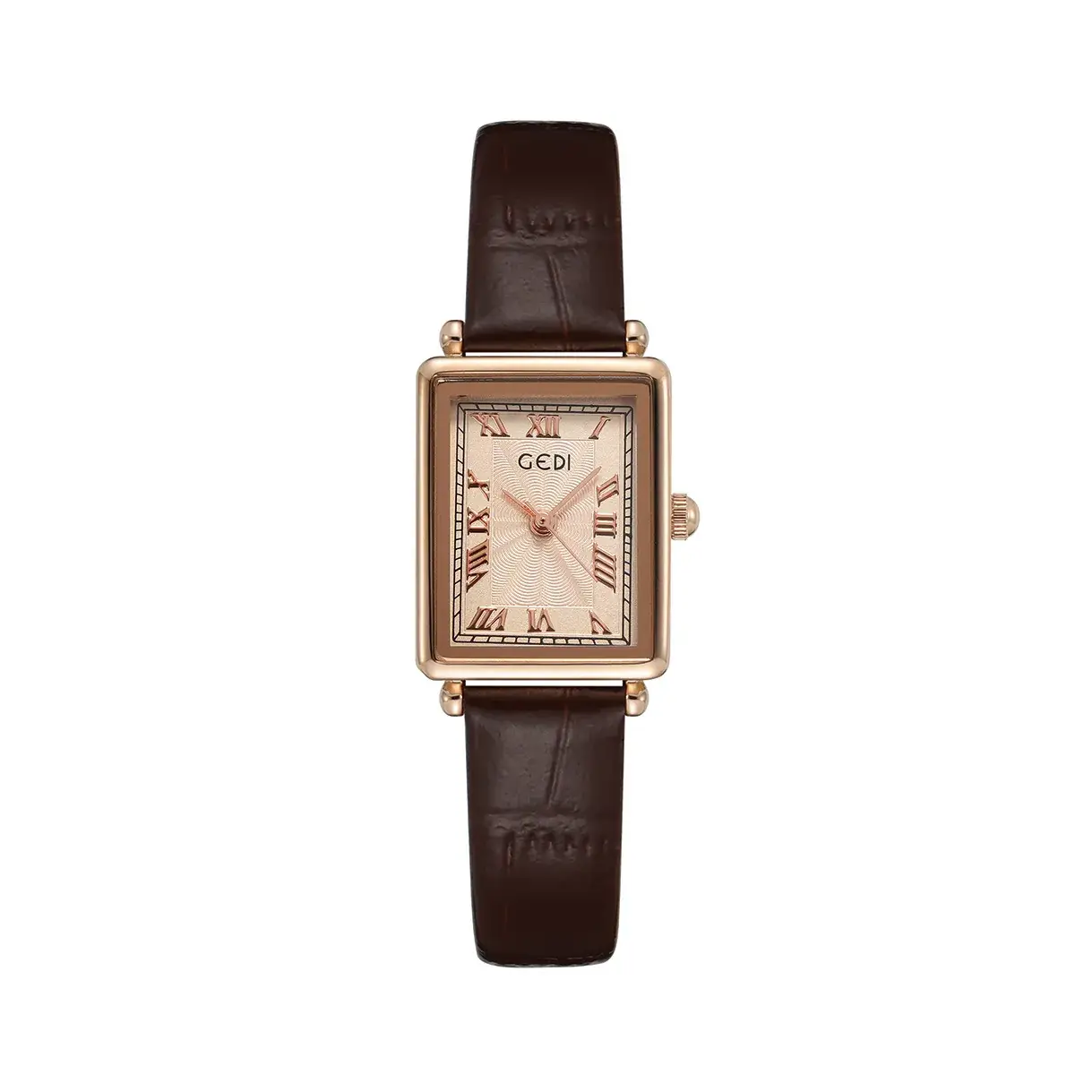 Goldie Lady Roman Square Plate Watch with Brown Belt - Image 10
