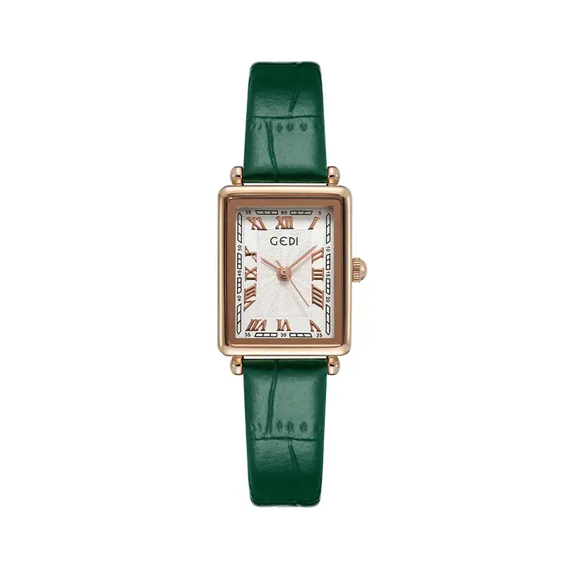 Goldie Lady Roman Square Plate Watch with Brown Belt - Image 2