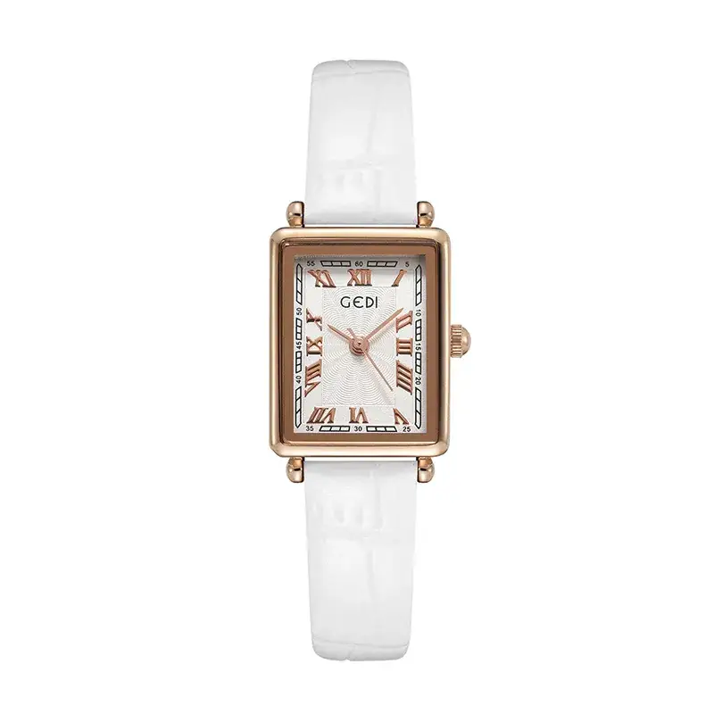 Goldie Lady Roman Square Plate Watch with Brown Belt - Image 3