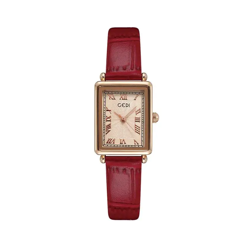 Goldie Lady Roman Square Plate Watch with Brown Belt - Image 4