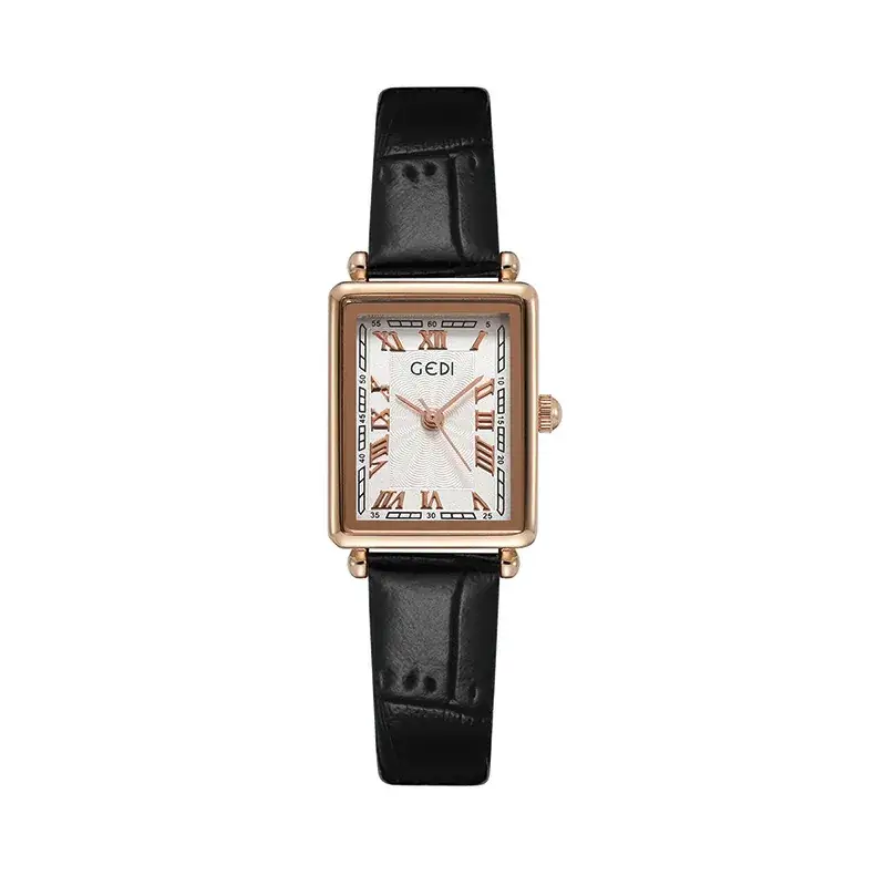 Goldie Lady Roman Square Plate Watch with Brown Belt - Image 5