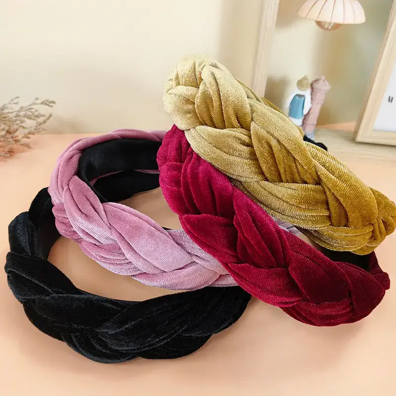 Velvet Headbands for Women Black Pink Gold Red