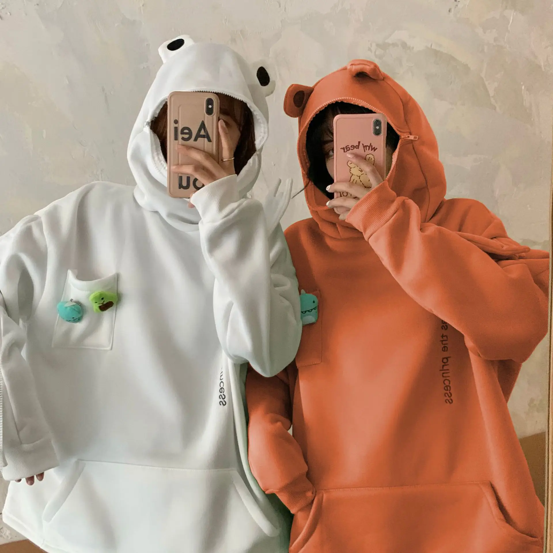 Green Frog Hooded Sweatshirt for Women Men Velvet Hooded Set - Image 7
