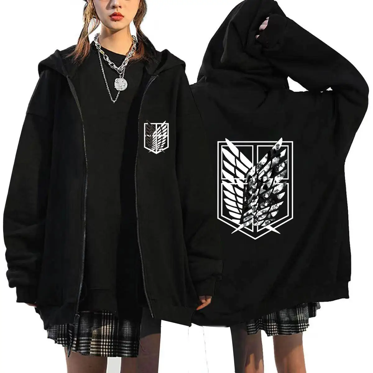 Men Black Attack Giant Attack Hoodie with Titan Logo - Image 10