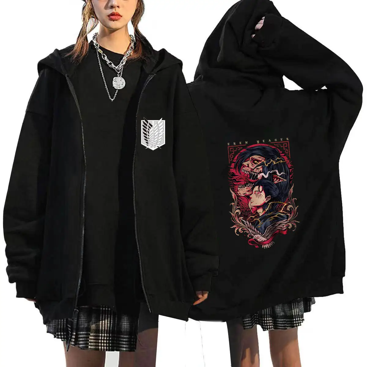 Men Black Attack Giant Attack Hoodie with Titan Logo - Image 12