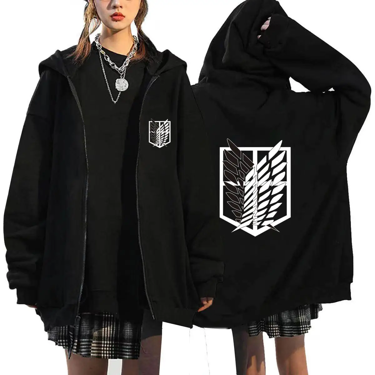 Men Black Attack Giant Attack Hoodie with Titan Logo - Image 9