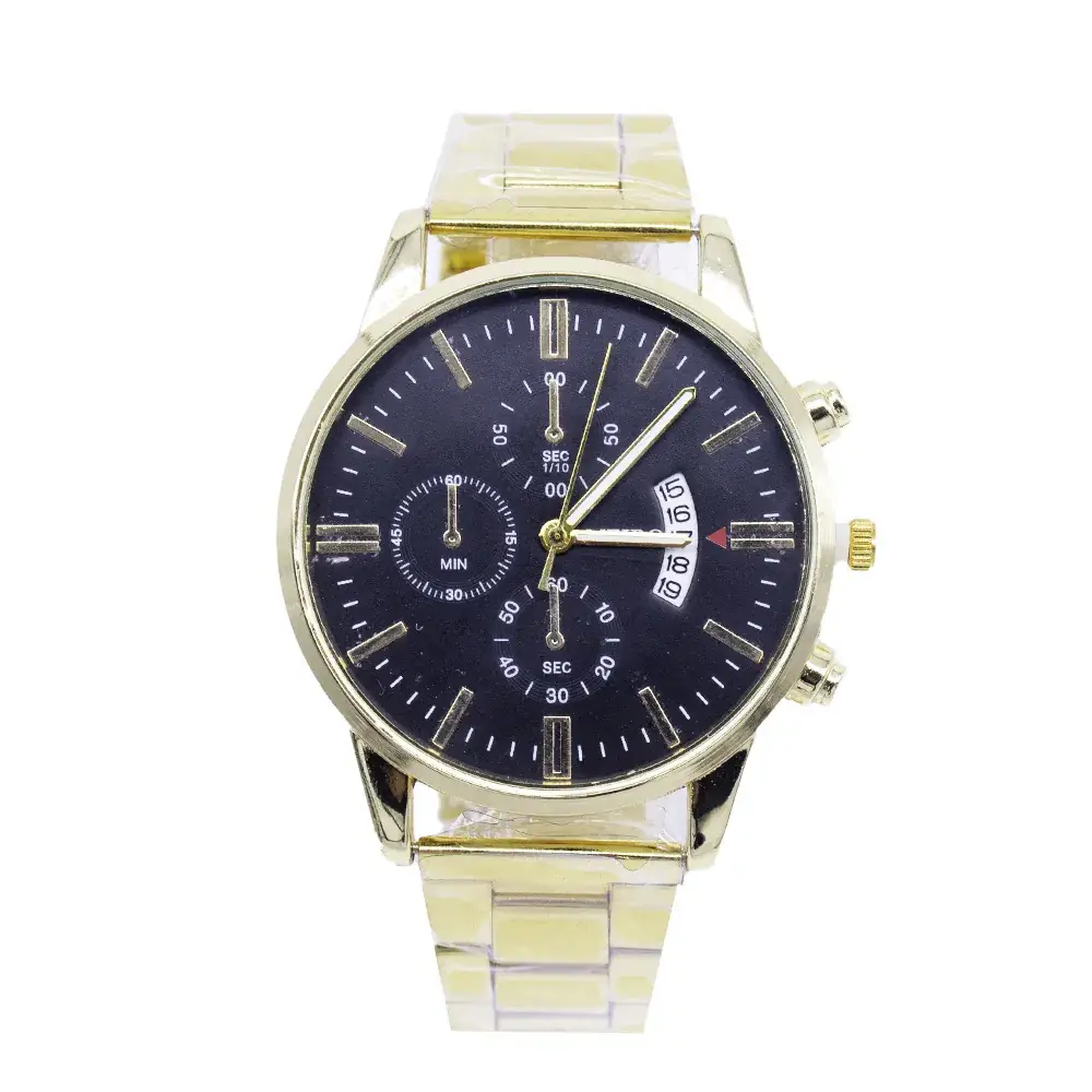 Men's Gold White Chronograph Watch with Two Bracelets