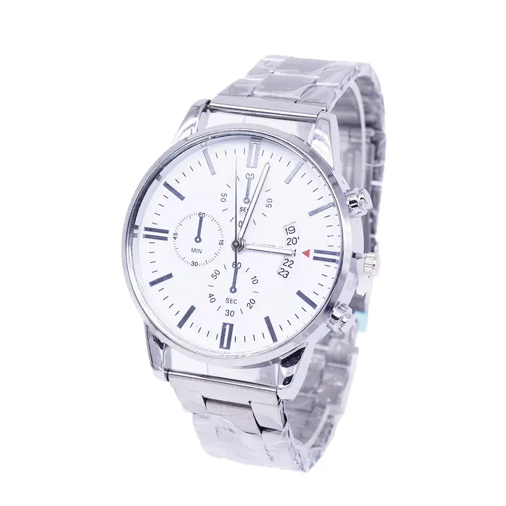 Men's Gold White Chronograph Watch with Two Bracelets